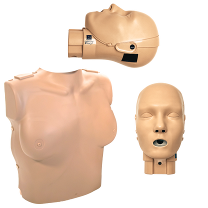 PRESTAN - PRO+ Female Manikin - the medium tone female torso with the front view and side view of the PRO+ head. 