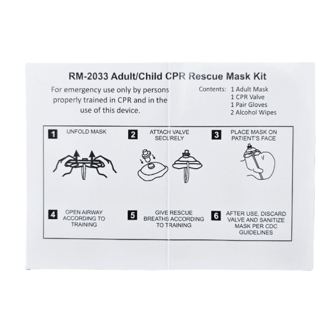 Pack of 10 CPR Rescue Masks, Adult/Child, Hard Case with Wrist Strap, MCR