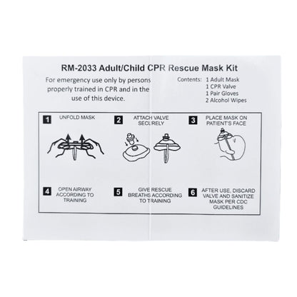 Pack of 10 CPR Rescue Masks, Adult/Child, Hard Case with Wrist Strap, MCR